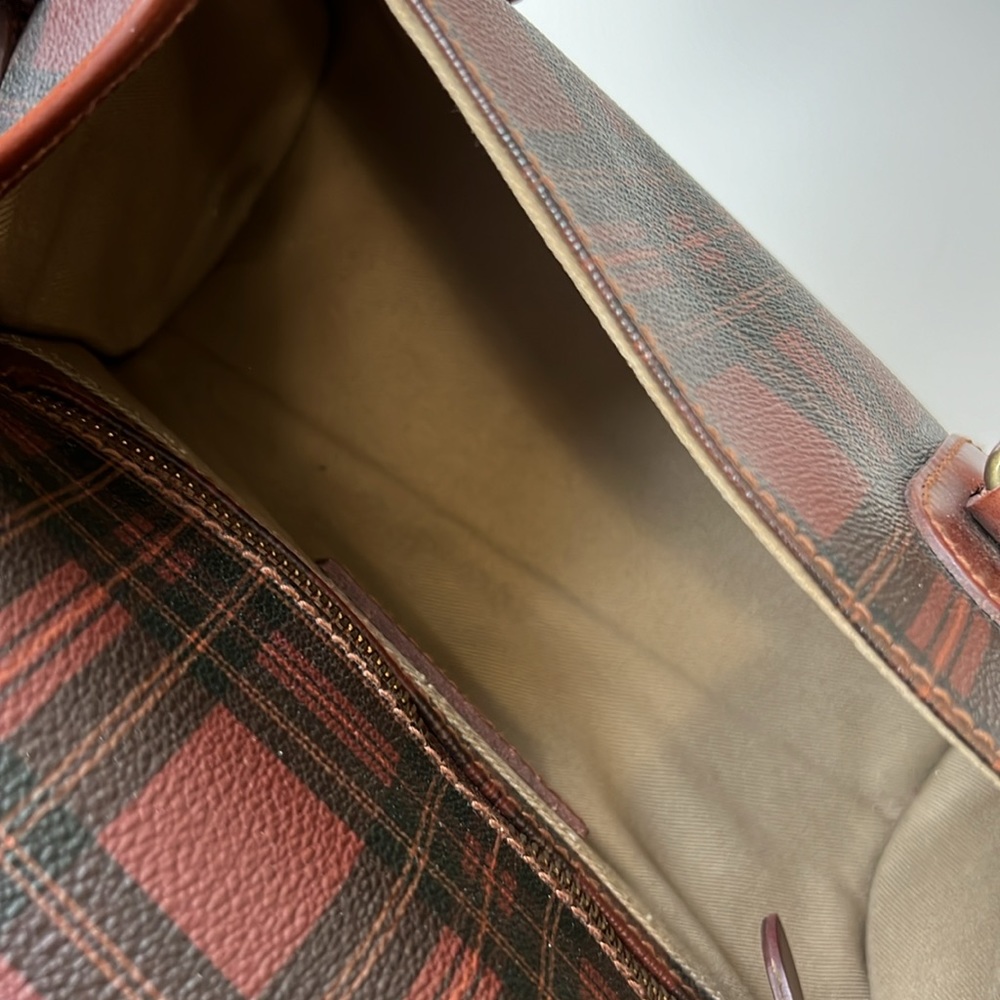 Vintage Ralph Lauren Brown Tartan Plaid Crossbody Messenger Saddle Bag - Picture 13 of 16